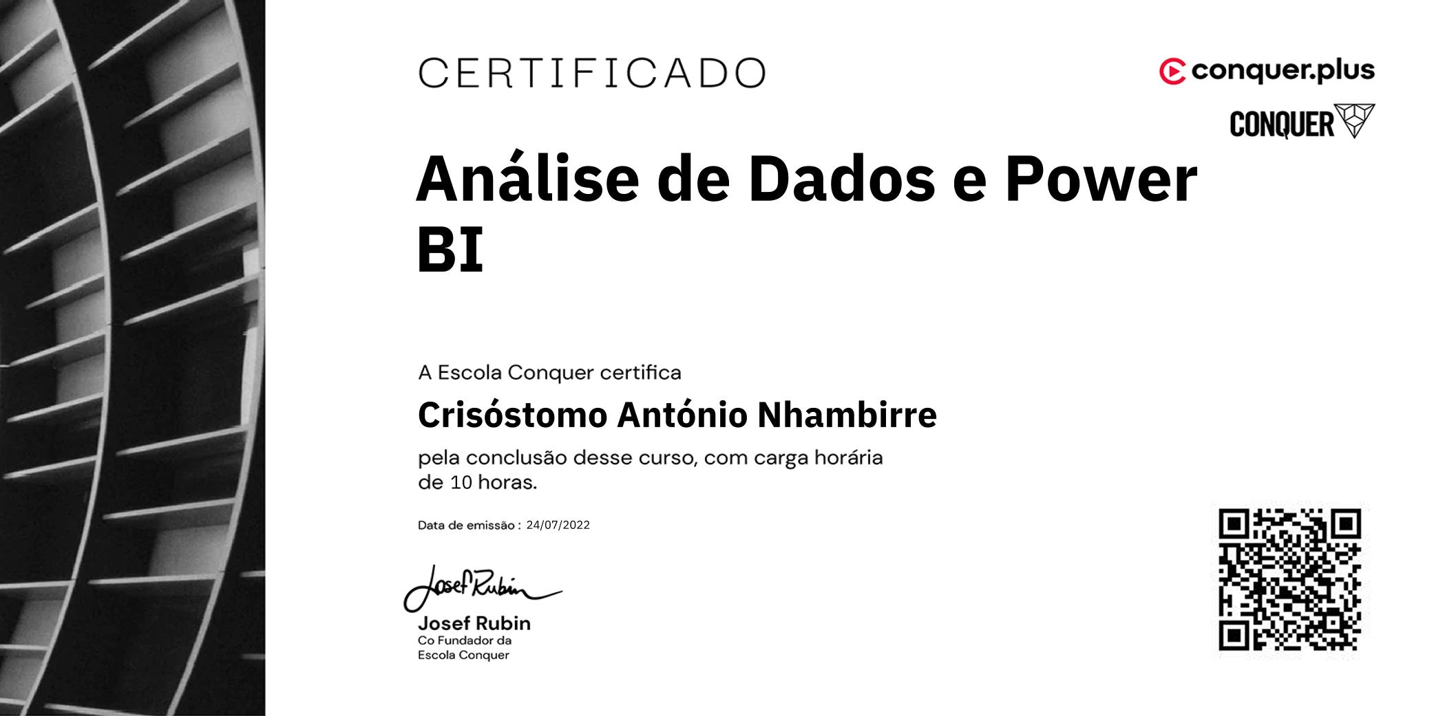 Certificado de Análise de Dados e Power BI